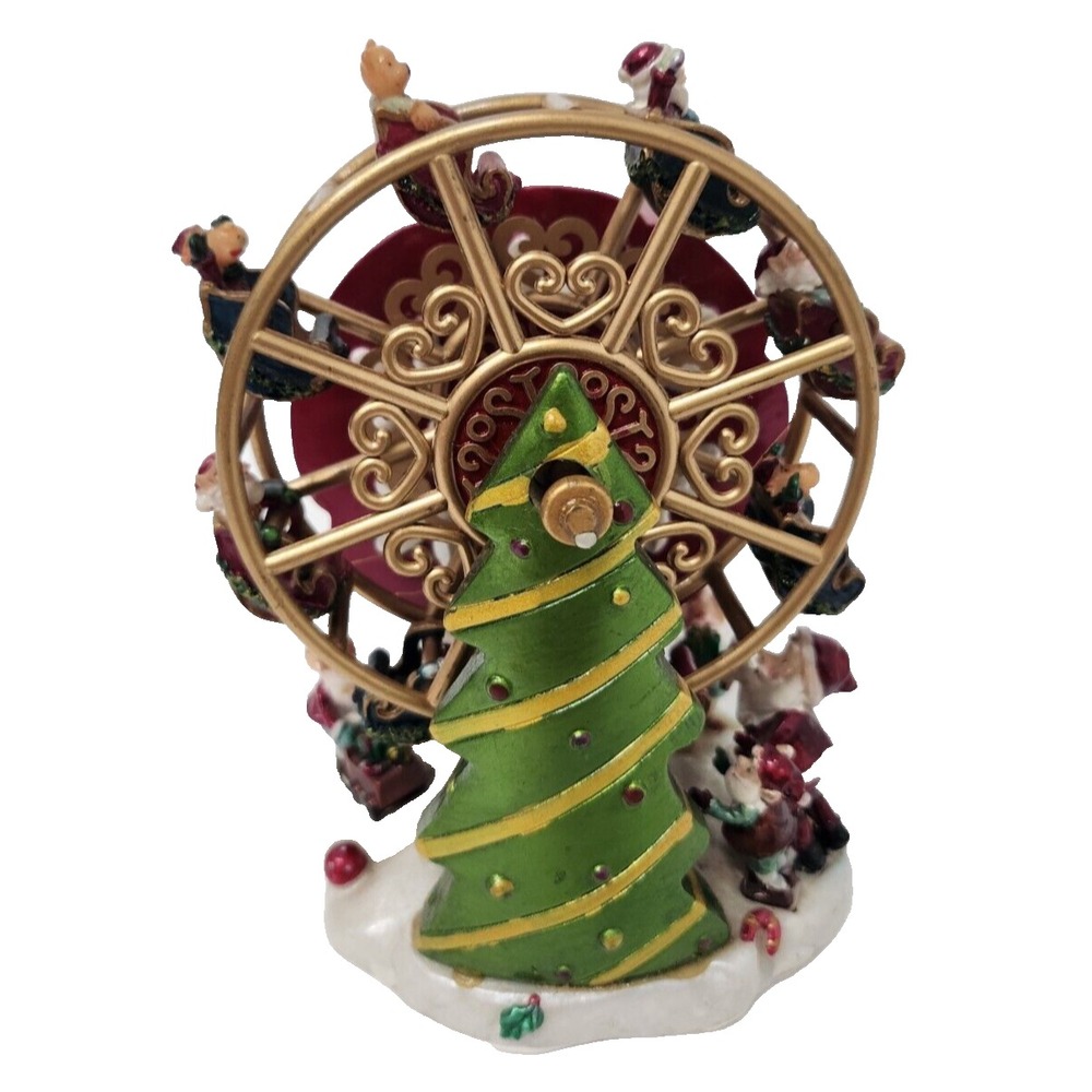 Vintage Rotating Ferris Wheel With Santa Musical Figurine Plays Jingle Bells